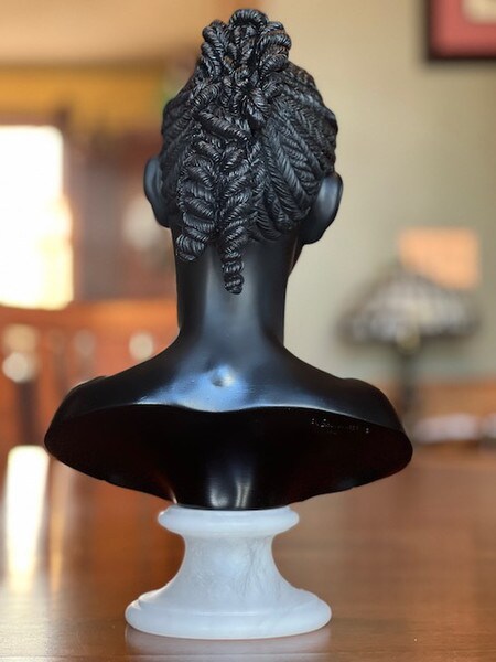 Female African American Nubia Princess Bust Marble Sculpture Woman